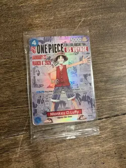 Bandai One Piece Card Game Monkey D. Luffy Foil Promo College Basketball - Image 1