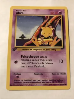 Pokemon TCG Abra Base Set 43/102 Regular 1st Edition Common Spanish Card - Image 1