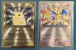 Charizard and Pikachu Gold Metal Card Ultra Premium Collection Box Promo Card - Image 1
