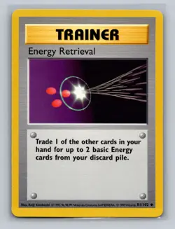 2x Energy Retrieval 81/102 Base Set Shadowless Pokemon Card WOTC English LP - Image 3