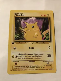 Pokemon Pikachu TCG Base Set 1st Edition Common Card 58/102 Spanish - Image 1