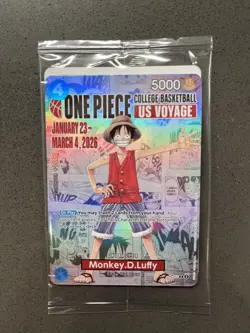 One Piece Monkey D. Luffy US Voyage College Basketball Promo Card - Image 1