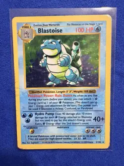 Pokemon TCG Blastoise Holo Shadowless Rare Card Base Set 2/102 - Image 1