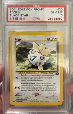 PSA 10 GEM MINT Togepi #30 WOTC Black Star Promo Pokemon Card - Image 1