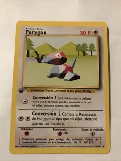 Pokemon TCG Porygon Base Set 39/102 Regular 1st Edition Uncommon Spanish Card - Image 1
