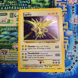 Zapdos Holo 16/102 Base Set Unlimited Pokemon Card LP+ No Holo Scratches - Image 1