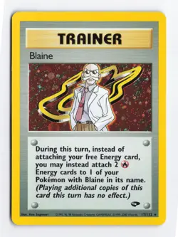 Blaine 17/132 Unlimited Holo Rare Gym Heroes WOTC Pokemon Card NM - Image 1