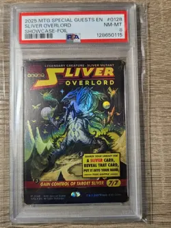2025 MTG EDGE OF ETERNITIES SPECIAL GUESTS SC-FOIL #0128 SLIVER OVERLORD PSA 8 - Image 1