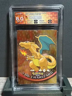 Pokemon Topps 1999 Charizard #6 Holo Embossed Flames Foil Black Logo NM Card - Image 1
