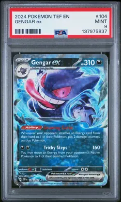 2024 POKEMON TEF EN-TEMPORAL FORCES #104 GENGAR EX PSA 9 - Image 1