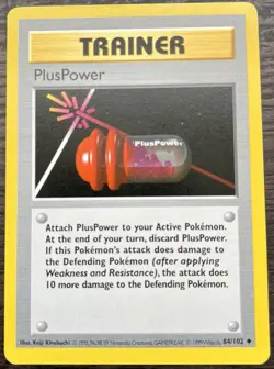 Shadowless PlusPower 084/102 Pokemon TCG WOTC Base Set LP - Image 1