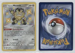 Shiny Holo - Galarian Meowth Pokemon Sword & Shield Shining Fates Vault #SV086 - Image 3