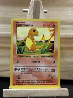 Pokemon Base Set (Shadowless) Common Charmander #046/102 Heavily played - Image 1