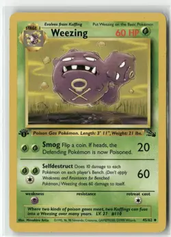1999 Pokemon Fossil 1st Edition Weezing #45/62 MP - Image 1
