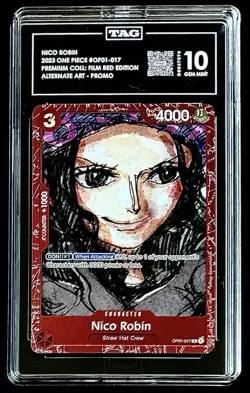TAG 10 One Piece OP01-017 R Nico Robin - ENG - Foil - Film Red - Graded - Image 1