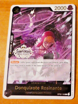 ONE PIECE ENGLISH CARD GAME HOLO CARTE CHAMPIONSHIP Donquixote OP02-108 EN MINT - Image 1