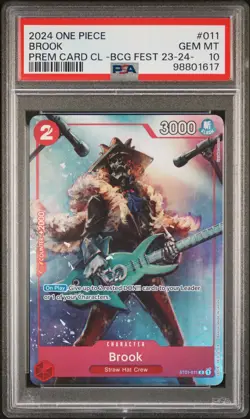 Brook 011 One Piece PSA 10 ONE PIECE PREMIUM CARD COLLECTION Bandai Card Fest - Image 1