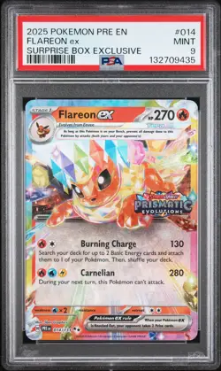 2025 POKEMON PRE EN-PRISMATIC EVOLUTIONS SURPRISE BOX EXCLUSIVE FLAREON EX PSA 9 - Image 1