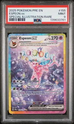 2025 POKEMON PRE EN-PRISMATIC EVOLUTIONS #155 ESPEON EX PSA 9 - Image 1