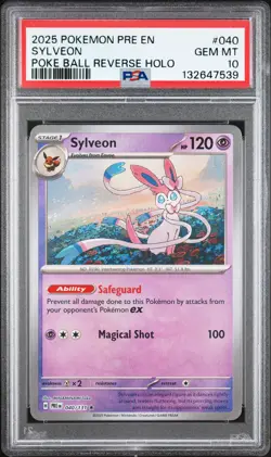 2025 POKEMON PRE EN-PRISMATIC EVOLUTIONS POKE BALL REVERSE HOLO SYLVEON PSA 10 - Image 1