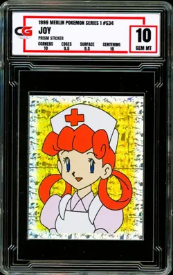 1999 Pokemon Topps Merlin SPECIAL GLITTER HOLO PRISM Sticker S34 Joy CG 10 GEM - Image 1