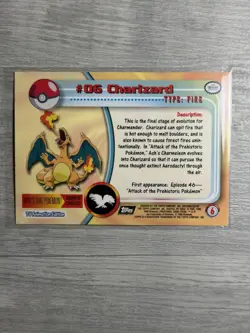 Pokemon Topps 1999 Charizard #6 Holo Embossed Flames Foil Black Logo NM Card - Image 3