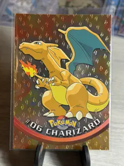 Pokemon Topps 1999 Charizard #6 Holo Embossed Flames Foil Black Logo NM Card - Image 4