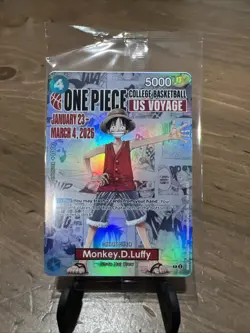 Brand New Sealed One Piece CCG Monkey.D.Luffy US College Basketball Promo Card - Image 1