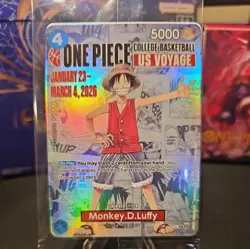 🔥One Piece Monkey D. Luffy College Basketball US Voyage Promo Card🔥 W/Poster! - Image 1