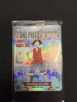 One Piece Monkey D. Luffy US Voyage College Basketball Promo Card Gonzaga SEALED - Image 1