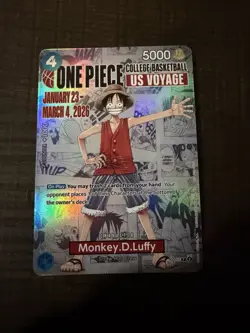 One Piece Monkey D. Luffy College Basketball US Voyage Promo Card FREE SHIPPING! - Image 1