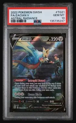 Zacian V TG21/TG30 Pokemon Card PSA 10 Astral Radiance 2022 Trading Card CCG - Image 1