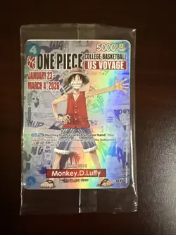 One Piece Monkey D. Luffy US Voyage College Basketball Promo Card Gonzaga SEALED - Image 1