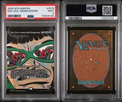2025 MTG SPIDER-MAN #0010 DOC OCK, ARMED/DNGRS (MYTHICAL) - PSA 9 - LOW POP - Image 3