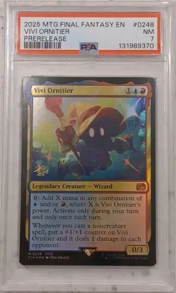 2025 MTG FINAL FANTASY VIVI ORNITIER PRERELEASE PSA 7 - Image 1
