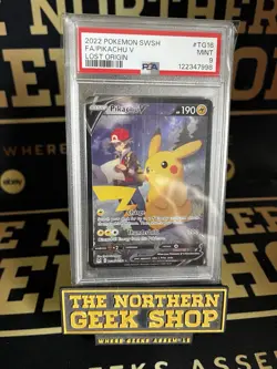Pokemon Pikachu TCG v Lost Origin PSA 9 English Trainer Gallery TG16/TG30 - Image 1