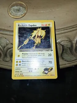 🔥Pokemon TCG 2000 Rocket's Zapdos 15/132 Gym Challenge Holo - Image 1