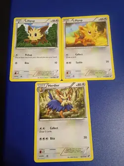 X3 pokemon cards Lillipup Herdier Black & White 80/114 81/114 82/114 - Image 1