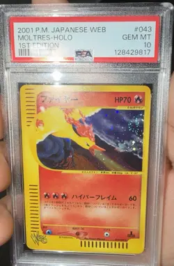 Moltres Pokemon 2001 Holo Web Series 1st ED Japanese 043/048 PSA 10 - Image 3