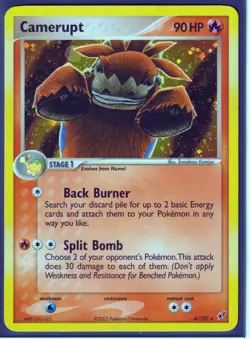 VINTAGE POKEMON 2005 CAMERUPT 4/107 Ex DEOXYS - RARE - HOLO - NM (C1) - Image 1