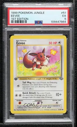 Eevee 1st Ed. Pokemon Jungle PSA 5 1999 - Image 1