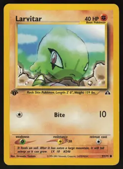 Pokemon Larvitar Common 1st Edition Neo Discovery 57/75 NM - Image 1