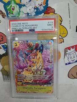 2024 One Piece CCG PRB-01 Alternate Art Charlotte Perospero OP03-113 SR PSA 9 - Image 1