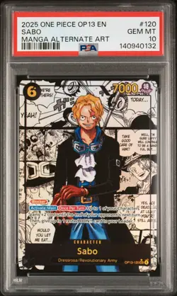 2025 ONE PIECE OP13-CARRYING ON HIS WILL MANGA ALTERNATE ART #120 SABO PSA 10 - Image 1