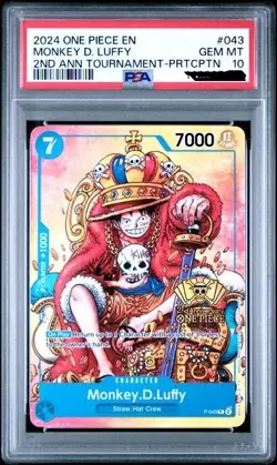 Monkey.D.Luffy (2nd Anniversary Stamped Promo) P-043 One Piece Promotion PSA 10 - Image 1