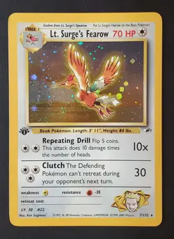 Lt. Surge's Fearow Holo #7/132 Gym Heroes G1 2000 Pokemon 1st Edition - Image 2