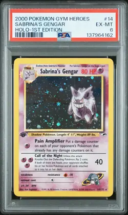 2000 POKEMON GYM HEROES HOLO-1ST EDITION #14 SABRINA'S GENGAR PSA 6 - Image 1