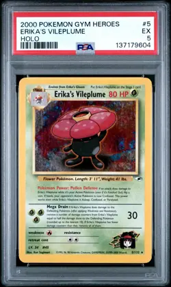 2000 POKEMON GYM HEROES HOLO #5 ERIKA'S VILEPLUME PSA 5 - Image 1