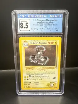 Pokemon CGC 8.5 Lt. Surge's Magneton 2000 Gym Heroes 8/132 Holo - Image 1