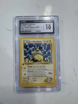Pokemon TCG Lt. Surge's Electabuzz ⚡Gym Heroes 1st Edition Huge Swirl 💫 CGC 10 - Image 2